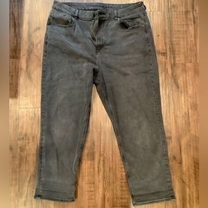 American Eagle dark grey high-waisted stretch mom jeans